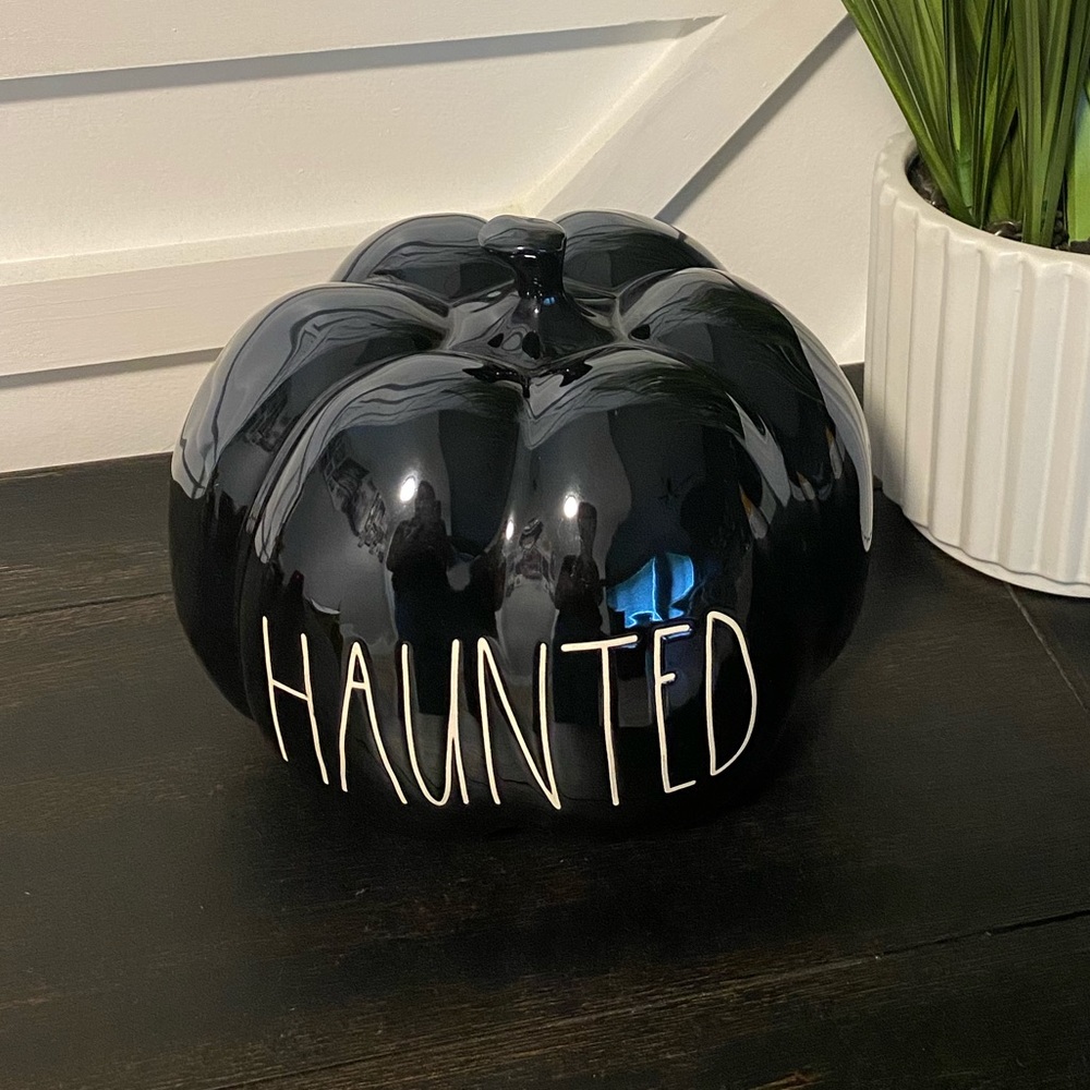 Rae Dunn “Haunted” black iridescent Pumpkin